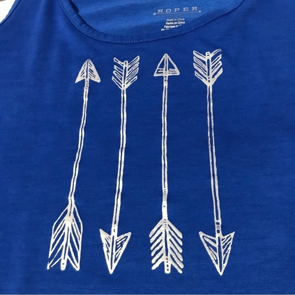 Roper Blue Arrow Screen print Tank Top Size medium - Picture 5 of 11